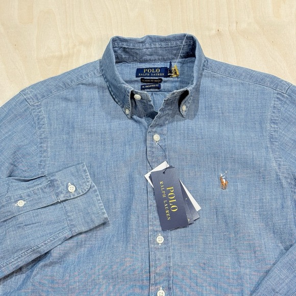 Polo Ralph Lauren Other - Polo Ralph Lauren Classic Fit Indigo Chambray Long Sleeve Blue Mens Small NWT